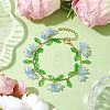 Flower Glass & Acrylic Charm Bracelets BJEW-JB10443-01-2