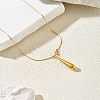 Stainless Steel Long Teardrop Pendant Necklaces with Clear Cubic Zirconia for Women RW9771-1