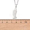 Summer Bach 304 Stainless Steel Fish Pendant Satellite Chain Necklaces for Women NJEW-F373-02P-3