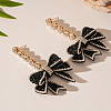 Bowknot Brass Rhinestone Dangle Stud Earrings FS-WGF8F1F-01-3