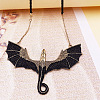 Gothic Style Alloy Flying Dragon Pendant PU Leather Cord Necklaces NJEW-L050-01AG-2