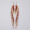 Bohemian Long Tassel Glass Seed Beaded Dangle Earrings for Women IW9172-3-1