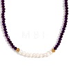 Fashion Natural Freshwater Pearl & Faceted Rondelle Glass Beaded Necklaces for Women AX4759-4-1