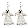 Boho Seed Bead Halloween Ghost Tassel Earrings EJEW-Q380-04A-1