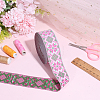 Rhombus Pattern Ethnic Style Embroidery Floral Polyester Ribbons OCOR-WH0070-324C-4