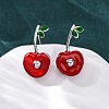 Cherry Brass Enamel Stud Earrings for Women EJEW-G425-02P-2