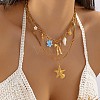 Summer Beach 304 Stainless Steel Double Layer Pendant Necklaces for Women FS-WG35B3D-02-2