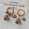 Brass Enamel Hoop Dangle Earrings WG1B0F0-01-2