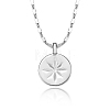 Anti-Tarnish Vintage S925 Silver Eight-pointed Star Coin Pendant Necklace MV8352-3-1