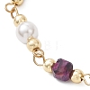 Dyed & Heated Natural Tiger Eye Cube & Shell Pearl Round Beads Link Bracelets BJEW-JB12907-02-3