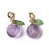 Natural Amethyst Rose Spring Ring Clasp Charms HJEW-P014-03G-2