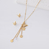 304 Stainless Steel Butterfly Stud Earrings & Tassel Necklaces Sets for Women IY3689-6-1