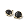 Natural Obsidian Faceted Flat Round Charms G-U028-03G-14-2