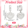 1Pc 925 Sterling Silver Heart Charms STER-BC0004-37S-2