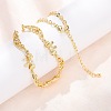 Brass Pave Clear Cubic Zirconia Bowknot and Hollow Moon Link Chain Necklaces NJEW-D348-02G-1