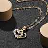 304 Stainless Steel Crystal Rhinestone Heart Pendant Cable Chain Necklaces for Women NJEW-Z056-01B-G-1