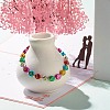 Flat Round with Letter Beaded Stretch Bracelet for Women BJEW-JB07553-02-2