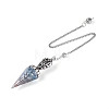 Natural Aquamarine Chip & Epoxy Resin Dowsing Pendulum Big Pendants AJEW-N004-01E-1