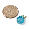 Transparent Glass Flower with Acrylic Leaf Pendant PALLOY-JF02258-3