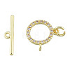 Brass Micro Pave Clear Cubic Zirconia Toggle Clasps KK-N259-22-4