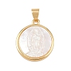 Natural White Shell Flat Round Pendants KK-F919-42C-G02-1