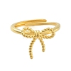 Bowknot Brass Adjustable Rings for Women RJEW-L120-016G-01-2