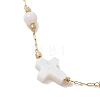 Summer Beach Natural White Shell Link Chain Anklets AJEW-AN00771-02-3