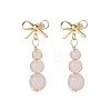 Natural Rose Quartz Bowknot with Round Dangle Stud Earrings EJEW-JE06780-01-2