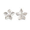 Rack Plating Flower Brass & ABS Imitation Pearl Stud Earrings EJEW-I310-21P-1