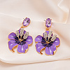 Flower Alloy Rhinestone Dangle Stud Earrings FS-WG119D4-04-1