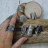 8Pcs Retro Alloy and Resin Cuff Open Rings Set WG49266-01-2