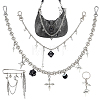 4Pcs 4 Styles Alloy Rhinestone Chain Brooch & Keychain with Iron Split Key Rings & Acrylic & Brass Chain Purse Chains HJEW-PH02616-1