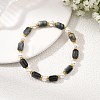 Natural Eagle Eye Stone & Shell Pearl & Brass Beads Stretch Bracelets for Women BJEW-JB13865-01-1