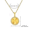 304 Stainless Steel Micro Pave Clear Cubic Zirconia Round Medal Pendant Necklaces WGE37BE-01-5