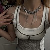 Star Brass & Alloy Crystal Rhinestone Tassel Choker Necklaces FS-WGAD64A-01-2