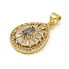 Rack Plating Brass Pave Cubic Zirconia Pendants KK-U029-28G-02-2