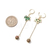 Maple Leaf Brass Micro Pave Cubic Zirconia Leverback Earrings EJEW-JE06917-4