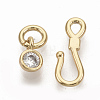 Brass Micro Pave Clear Cubic Zirconia Hook and S-Hook Clasps X-KK-T051-26G-NF-3