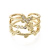 Brass Micro Pave Clear Cubic Zirconia Cuff Rings RJEW-S044-100-NF-3