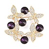 Butterfly Alloy & Rhinestone Lapel Pin Brooches JEWB-G047-03G-1
