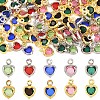 50Pcs 5 Colors Heart Rack Plating Brass Glass Charms KK-YW0004-09G-2