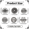 6Pcs 6 Styles Vintage Alloy Filigree Flower Anti-Slip Sweater Pins FIND-CY0002-28-2