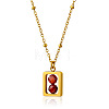 304 Stainless Steel Rectangle with Facetd Round Cubic Zirconia Ball Pendant Necklaces WGA581F-04-1