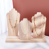 Bust Shaped Wood Jewelry Display Stands with 3-Slot Base ODIS-WH0038-69-5