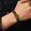 Motorbike Alloy & Cowhide & Jute Cord Braided Bracelets for Men FS-WG31926-02-3
