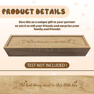 Rectangle Wooden Pregnancy Test Keepsake Box with Slide Cover CON-WH0102-005-1