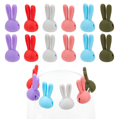  2 Sets 12Pcs Rabbit Ear Silicone Wine Glass Charms DIY-NB0010-55-1