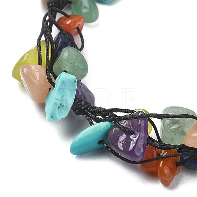 Natural & Synthetic Mixed Gemstone Chips Braided Bead Bracelet with Nylon Threads BJEW-TA00344-1