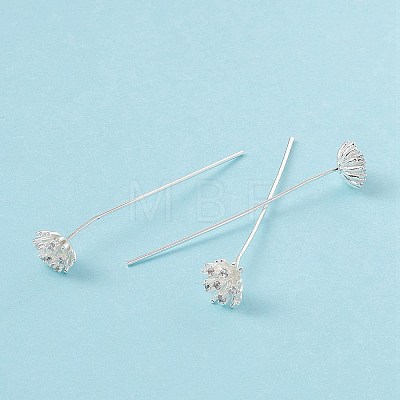 Brass Micro Pave Clear Cubic Zirconia Flower Head Pins LS-KK-G413-01S-1