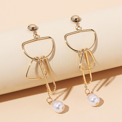 Alloy & Imitation Pearl Tassel Stud Earrings WG1A3A1-01-1